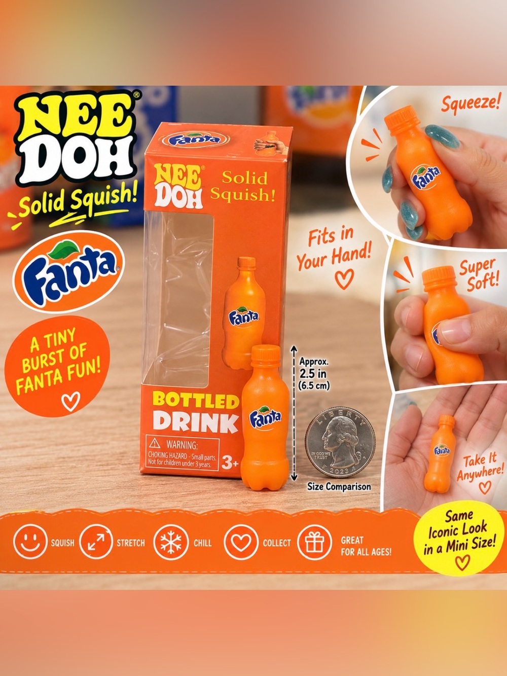NeeDoh Solid Squish Mini Soda Bottle Toy